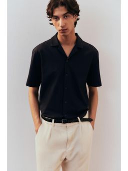 H&M - Men Blue Regular Fit Ribbed Resort Shirt