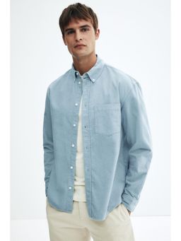 H&M - Men Blue Regular Fit Corduroy Shirt