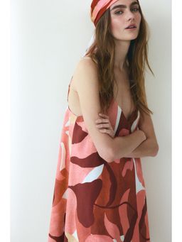 H&M - Women Pink Linen-Blend Mini Dress