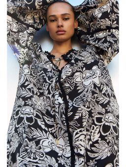 H&M - Women Black Trumpet-Sleeved Tunic Dress