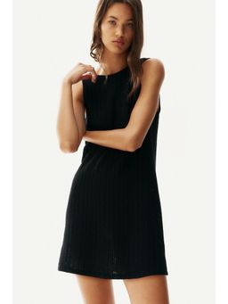 H&M - Women Black Sleeveless Textu-Knit Dress