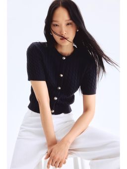 H&M - Women Blue Cable-Knit Cardigan