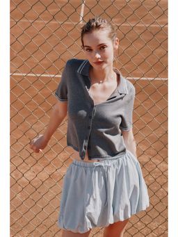 H&M - Women Grey Short-Sleeved Cardigan