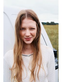 H&M - Women White Cable-Knit Cardigan