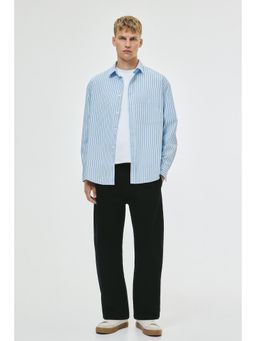 H&M - Men Blue Loose Fit Poplin Shirt