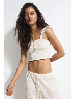 H&M - Women White Smocked Cropped Top