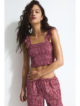H&M - Women Pink Smocked Cropped Top