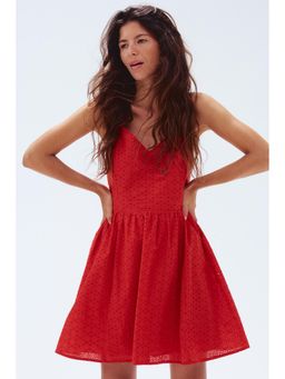 H&M - Women Red Broderie Anglaise Strappy Dress