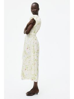 H&M - Women White Puff-Sleeved Poplin Dress