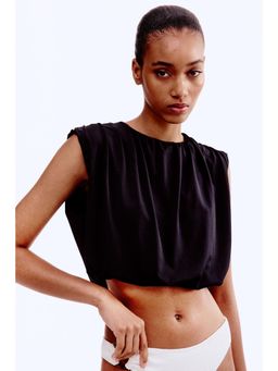 H&M - Women Black Draped Cropped Top