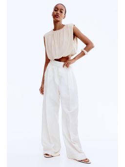 H&M - Women Beige Draped Cropped Top