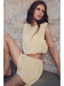 H&M - Women Yellow Draped Cropped Top