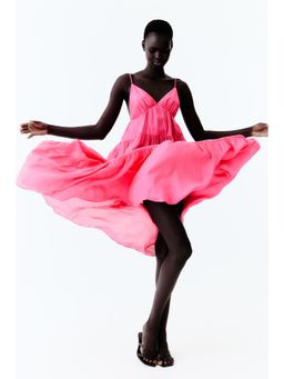 H&M - Women Pink Tie Maxi Dress