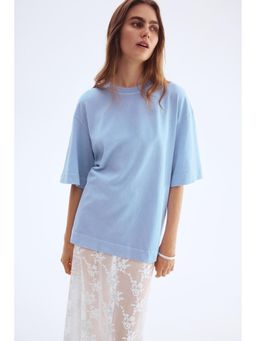 H&M - Women Blue Oversized Cotton T-Shirt