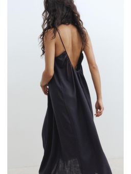 H&M - Women Black Linen-Blend Strappy Dress