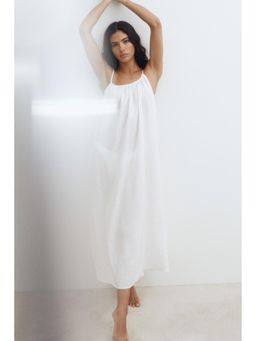 H&M - Women White Linen-Blend Strappy Dress