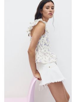 H&M - Women White Tie-Detail Peplum Blouse