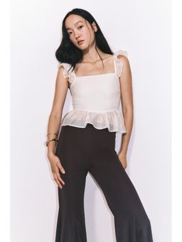 H&M - Women White Tie-Detail Peplum Blouse