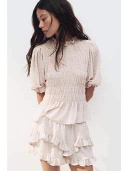 H&M - Women Pink Smocked Plumeti Blouse