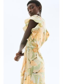 H&M - Women Beige Patterned Wrap Dress