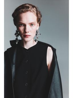 H&M - Women Black Long Waistcoat