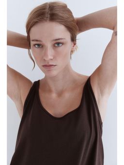 H&M - Women Brown Cotton Vest Top