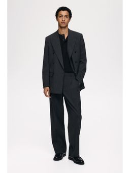 H&M - Men Grey Relaxed Fit Suit Trousers