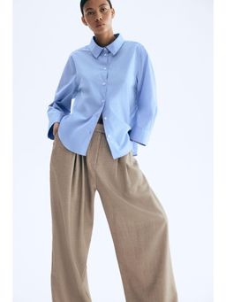 H&M - Women Blue Cotton Poplin Shirt