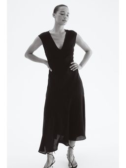 H&M - Women Black V-Neck Satin Dress