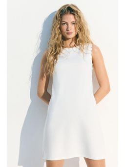 H&M - Women White Scalloped Jersey Dress