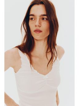 H&M - Women White Crinkled Jersey Vest Top