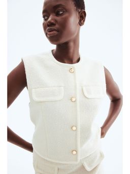 H&M - Women White Boucle Waistcoat