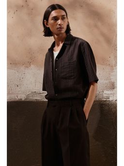 H&M - Men Brown Regular Fit Textu Resort Shirt