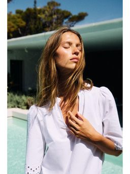 H&M - Women White Broderie Anglaise Cotton Blouse