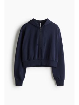 H&M - Women Blue Cropped Zip-Through Hoodie