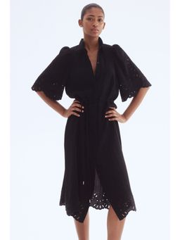 H&M - Women Black Broderie Anglaise Shirt Dress