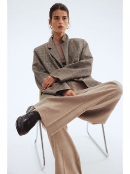 H&M - Women Grey Linen-Blend Blazer