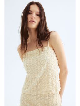 H&M - Women Beige Frayed Strappy Top