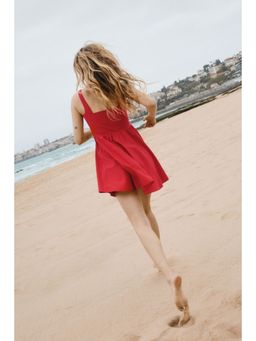 H&M - Women Red Fla-Skirt Dress