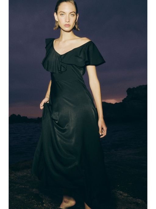 Buy H&M Flounced Dress Black (XXS) Online Buy H&M Flounced Dress Black (XXS) Online