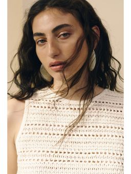 H&M - Women Beige Crochet-Look Vest Top