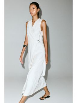H&M - Women White Linen-Blend Wrap Dress