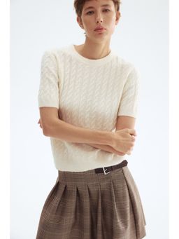 H&M - Women Beige Cable-Knit Jumper
