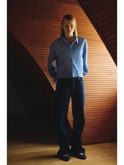 H&M - Women Blue Short Cotton Poplin Shirt