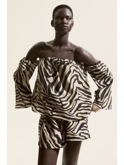 H&M - Women Beige Off-The-Shoulder Top