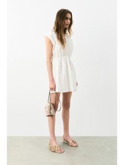 H&M - Women White Drawstring-Detail Poplin Dress