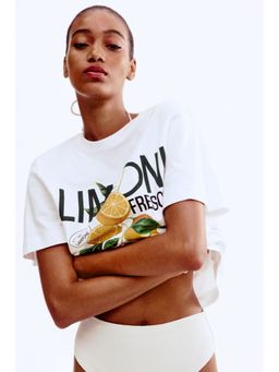 H&M - Women White Printed T-Shirt