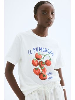 H&M - Women White Printed T-Shirt