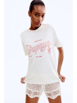 H&M - Women White Printed T-Shirt