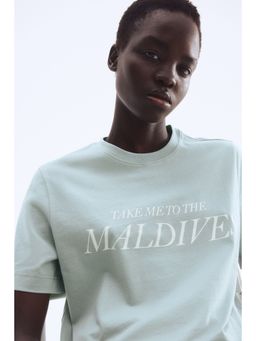 H&M - Women Turquoise Printed T-Shirt